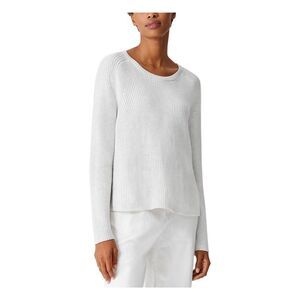 EILEEN FISHER Womens White Knit Long Sleeve Scoop Neck Sweater XL